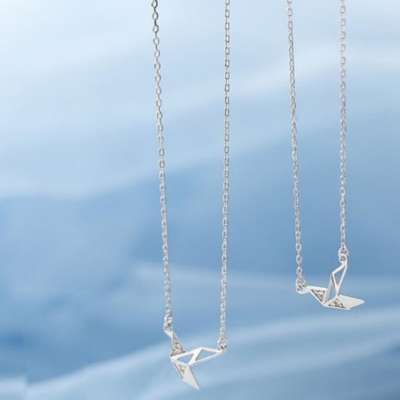 NEW Silver Paper Crane Necklaces - Picture 6 of 6
